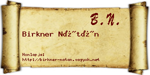 Birkner Nátán névjegykártya